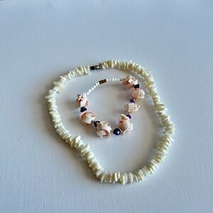 Y2K Vintage Puke Shell Jewelry Set - Necklace & Bracelet